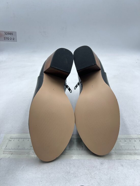 Women Fashion High Chunky Heel Ankle Boots Round Toe Side  Black Women Sexy Round Toe Ankle Boots Chunky Heel Booties Party Outddor Shoe